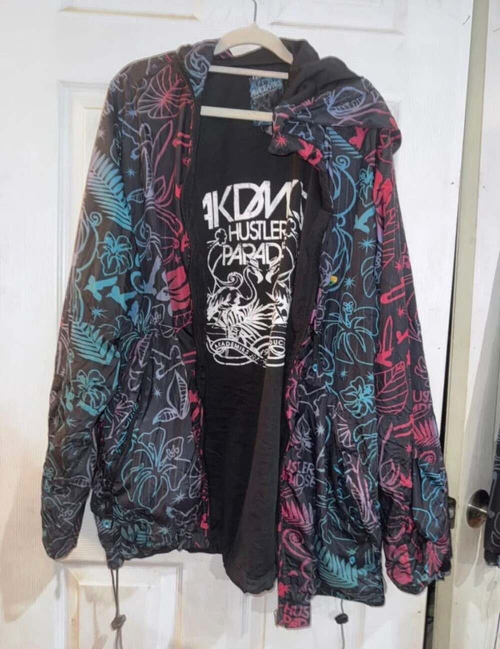 Akademiks Windbreaker Jacket Size 2XL Black Multi Hustlers Paradise
